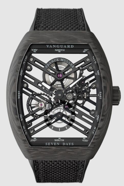 Best FRANCK MULLER VANGUARD 7 DAYS POWER RESERVE SKELETON V45S6SQT CARBONNR Replica Watch